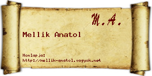 Mellik Anatol névjegykártya